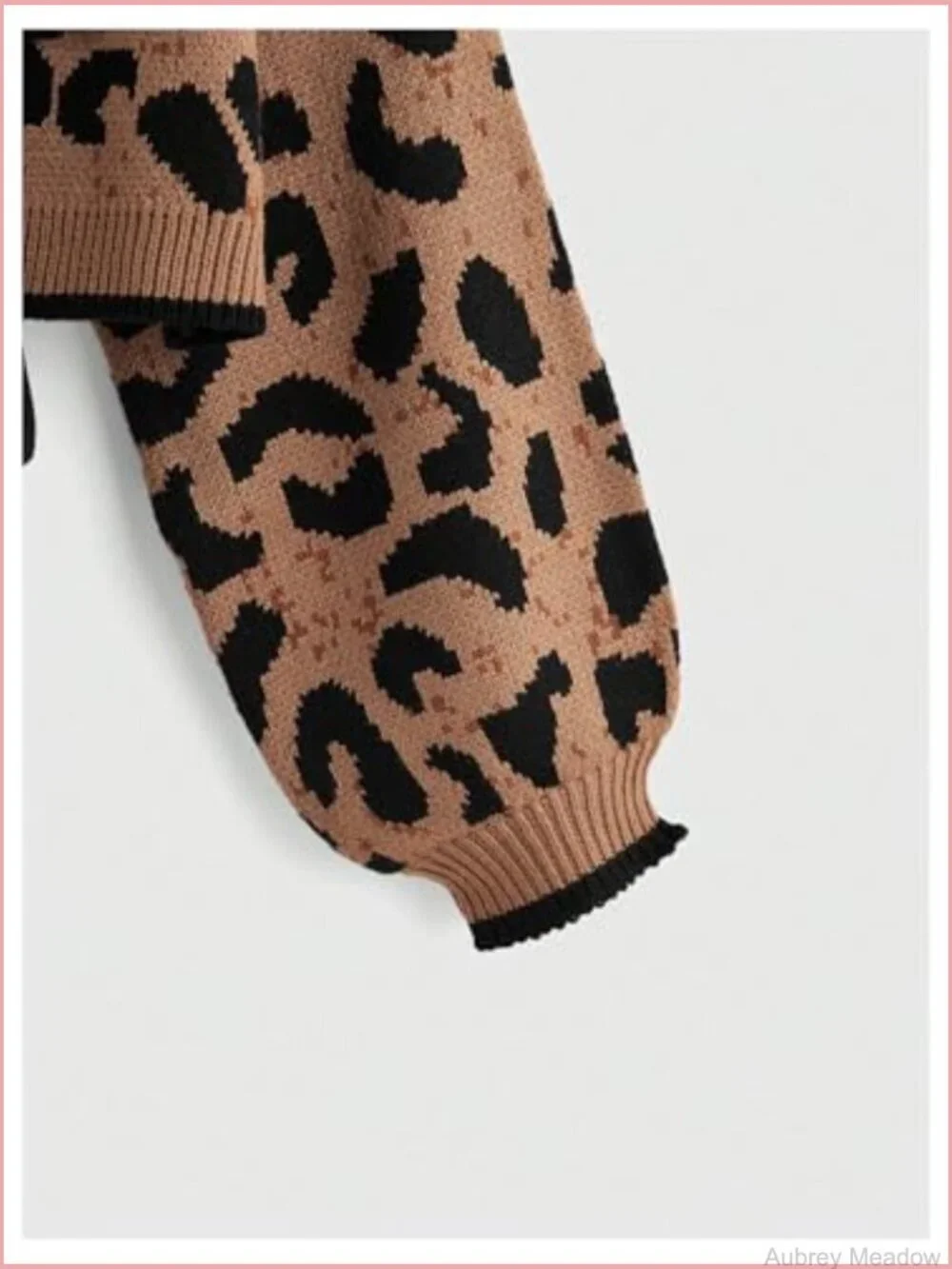 Y2K Cheetah Print Tie Front Crop Cardigan Sweater Long Sleeve Crew Neck